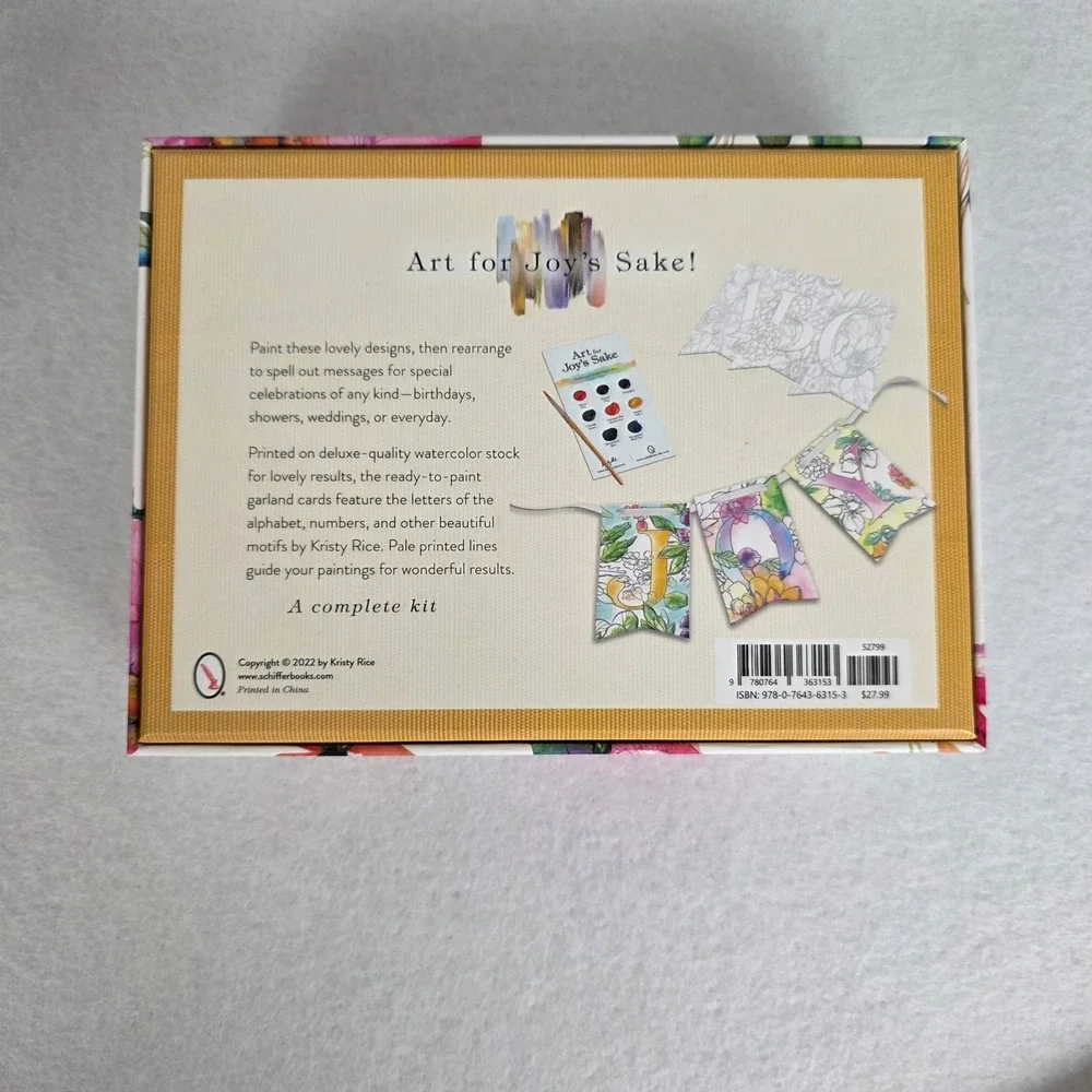 Kristy Rice Paint Your Own Watercolor Garland Kit 78 Cards 8 Pigments DIY Floral